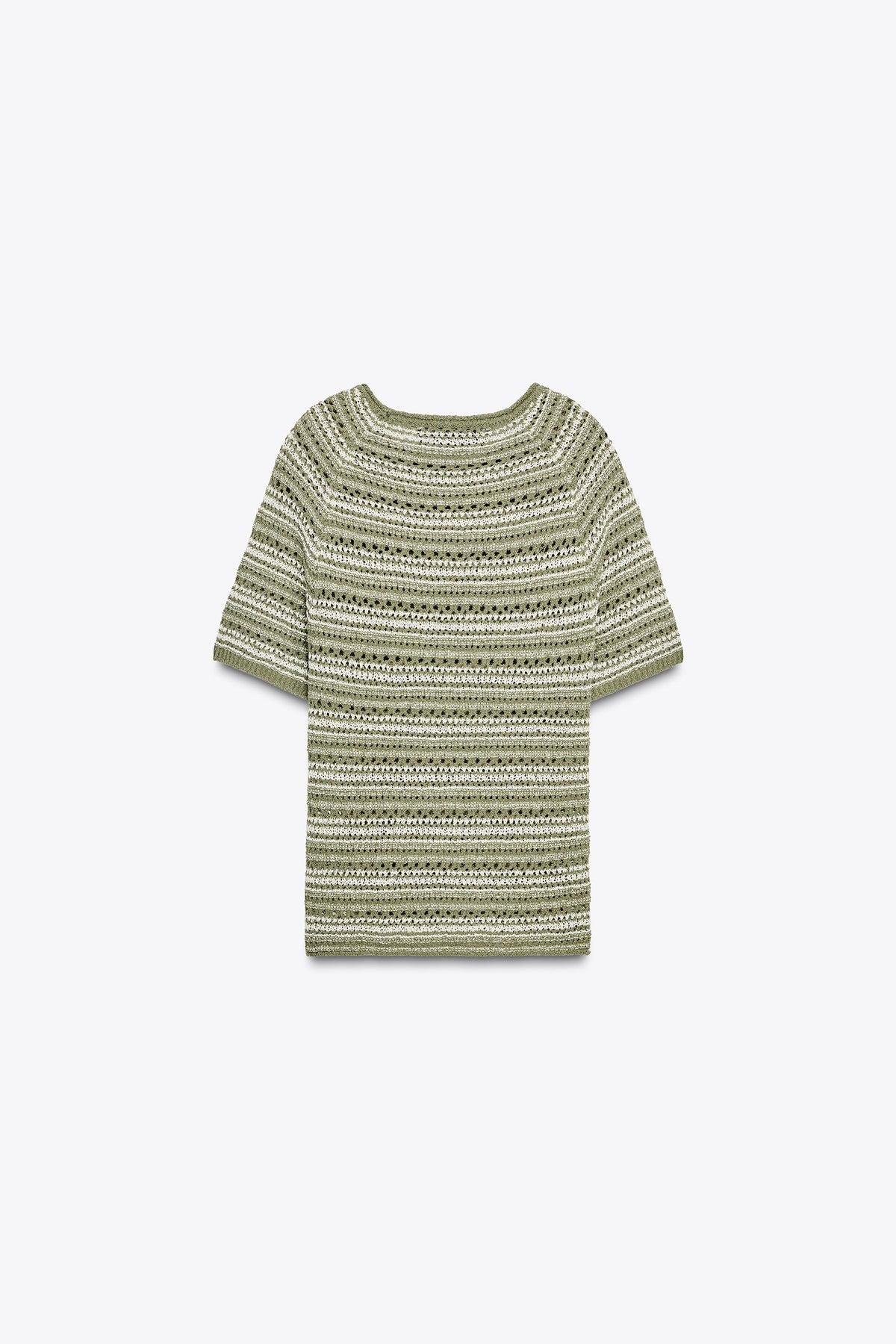 STRIPED TEXTURED KNIT SHORT SLEEVE JUMPER - Image 2