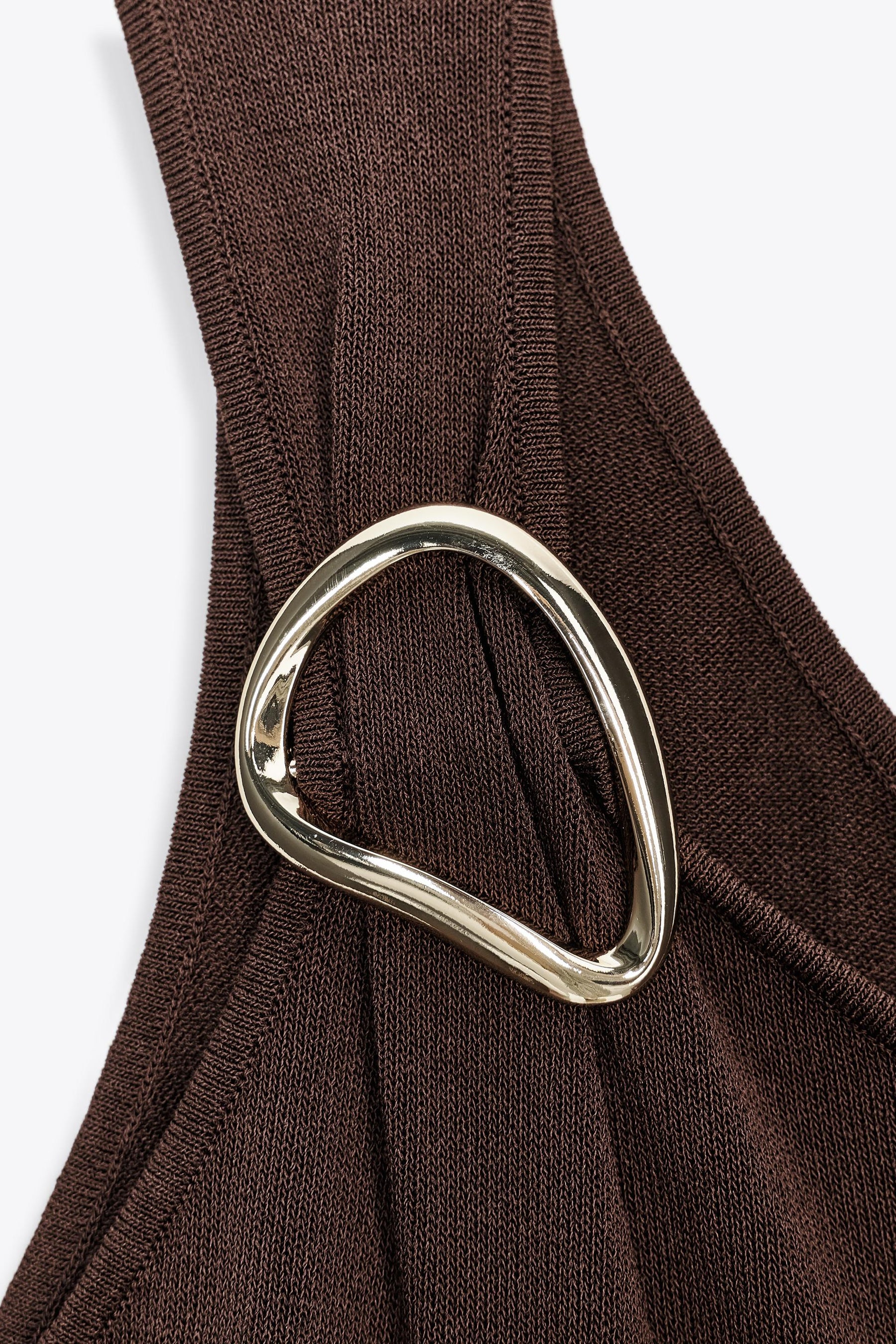 ASYMMETRIC KNIT MIDI DRESS WITH TRIM - Image 6