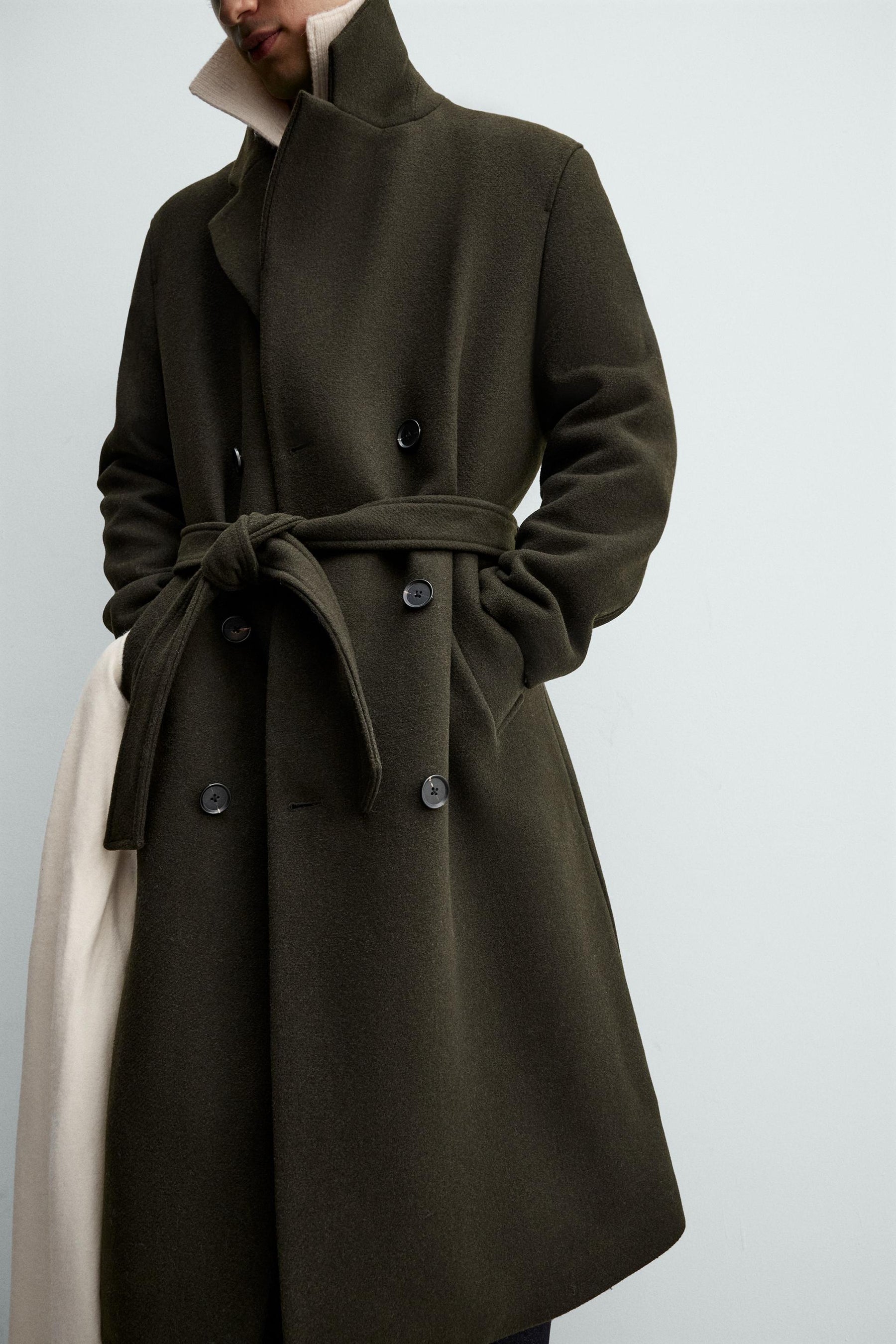 DOUBLE-BREASTED WOOL COAT WITH BELT - Image 7