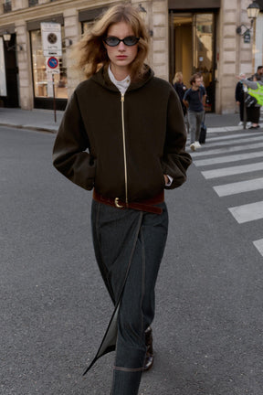 HOODED JACKET WITH ELASTIC HEM - Image 2