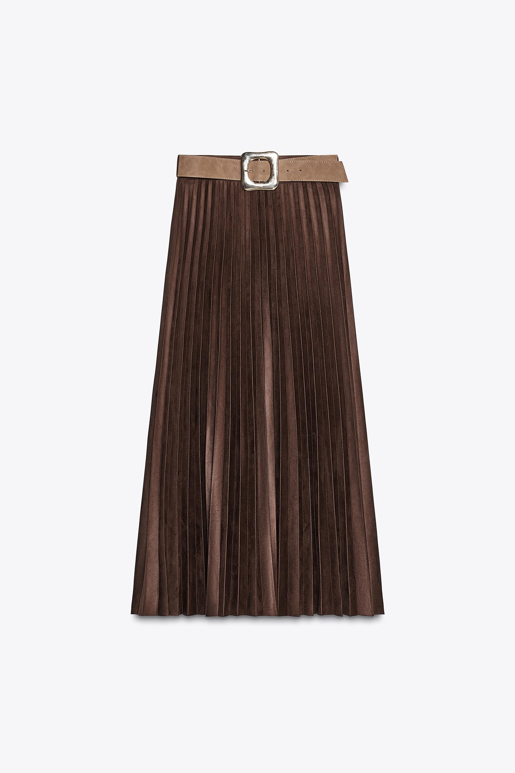 Pleated Midi Faux Suede