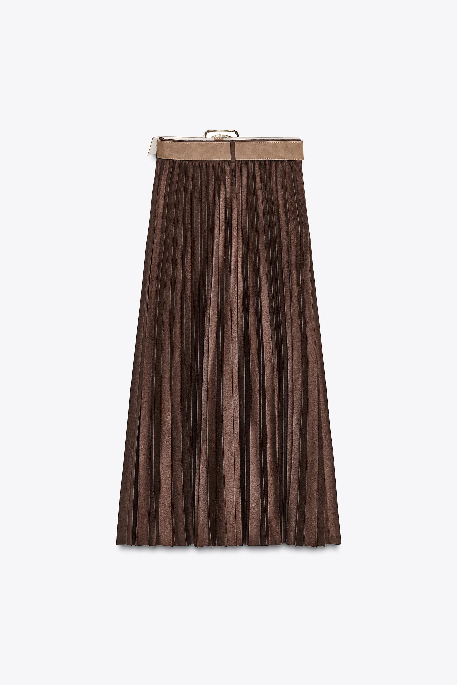 Pleated Midi Faux Suede