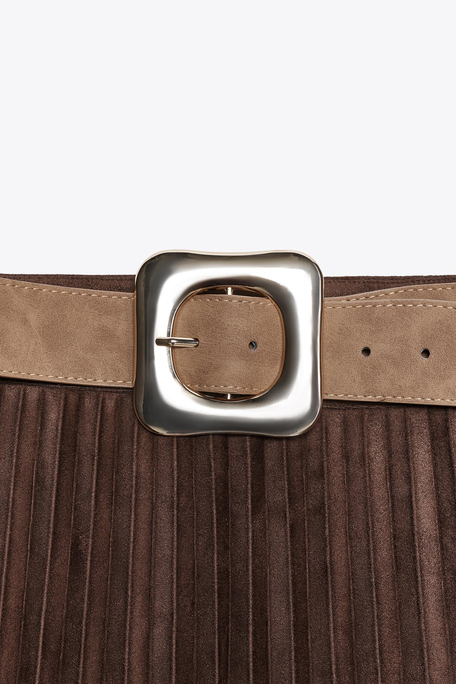 Pleated Midi Faux Suede