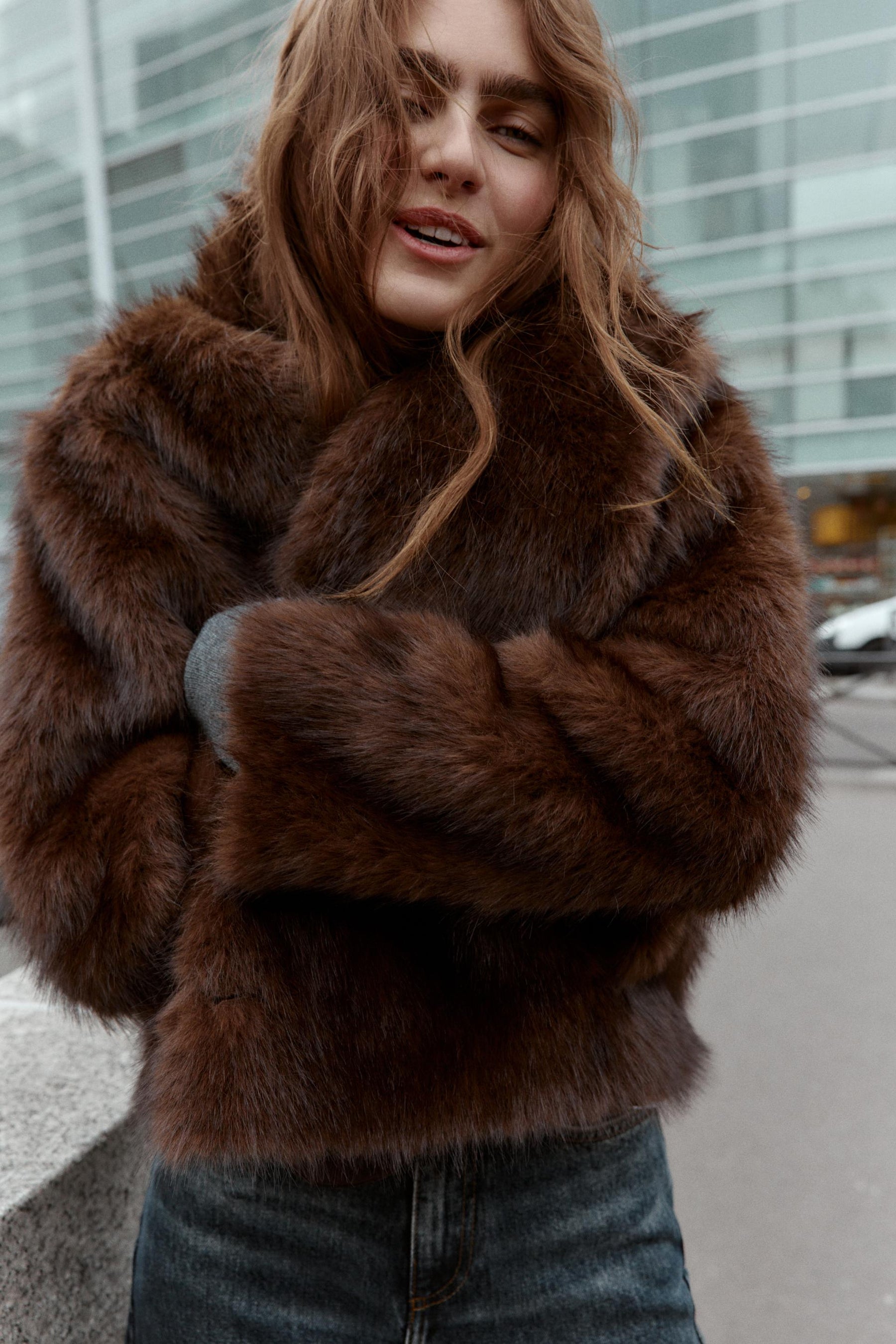 REVERSIBLE FAUX FUR JACKET