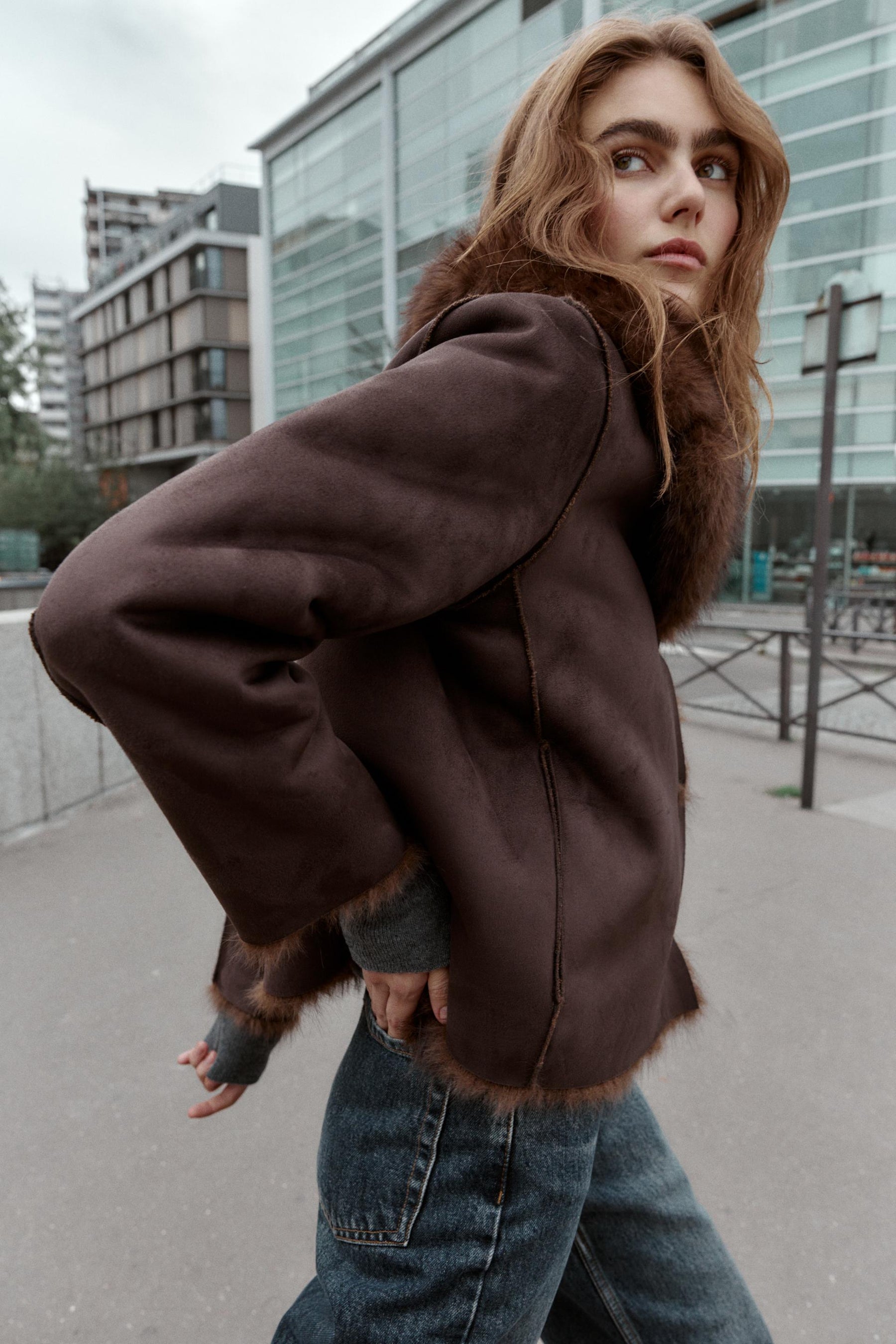 REVERSIBLE FAUX FUR JACKET