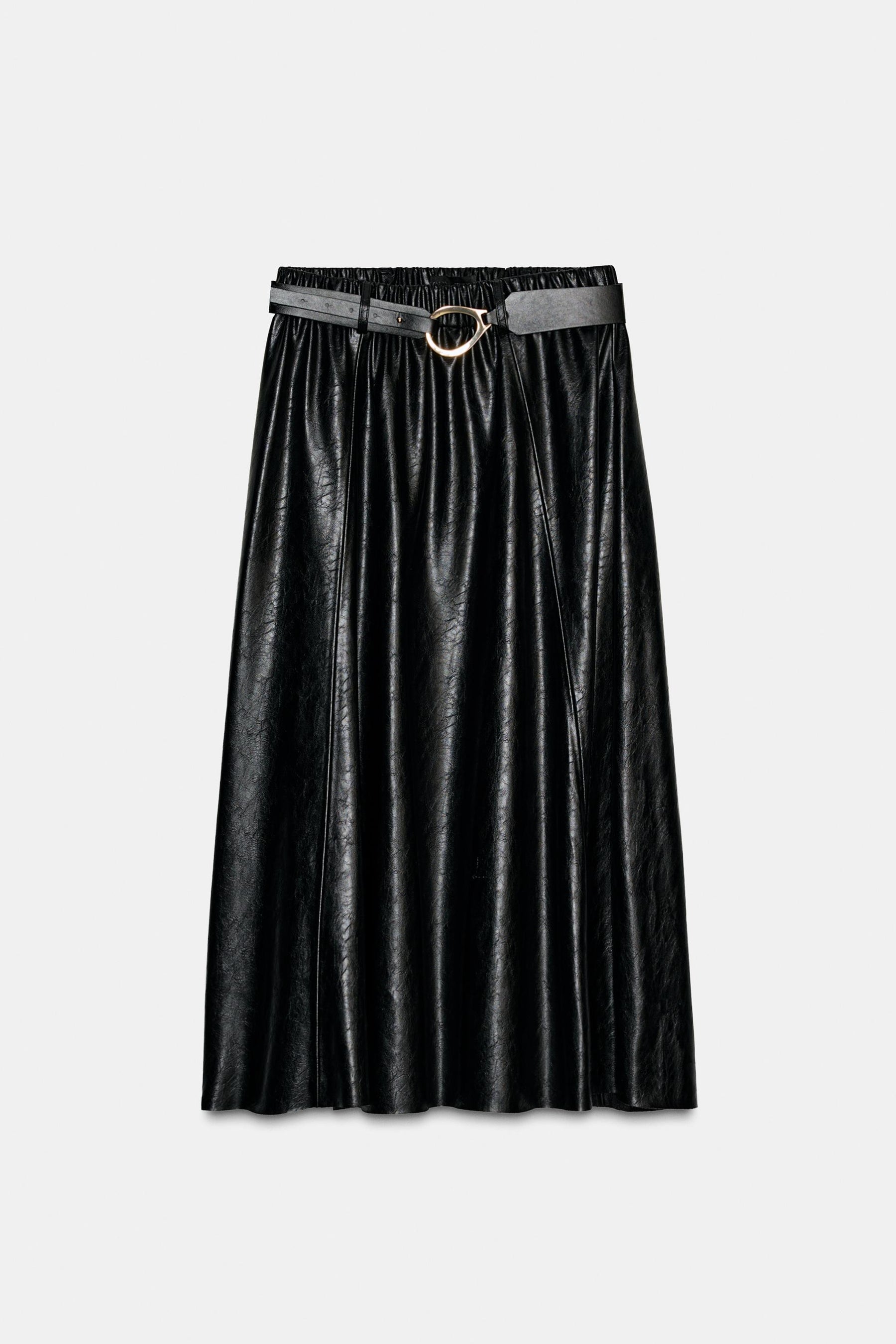 FAUX LEATHER MIDI SKIRT