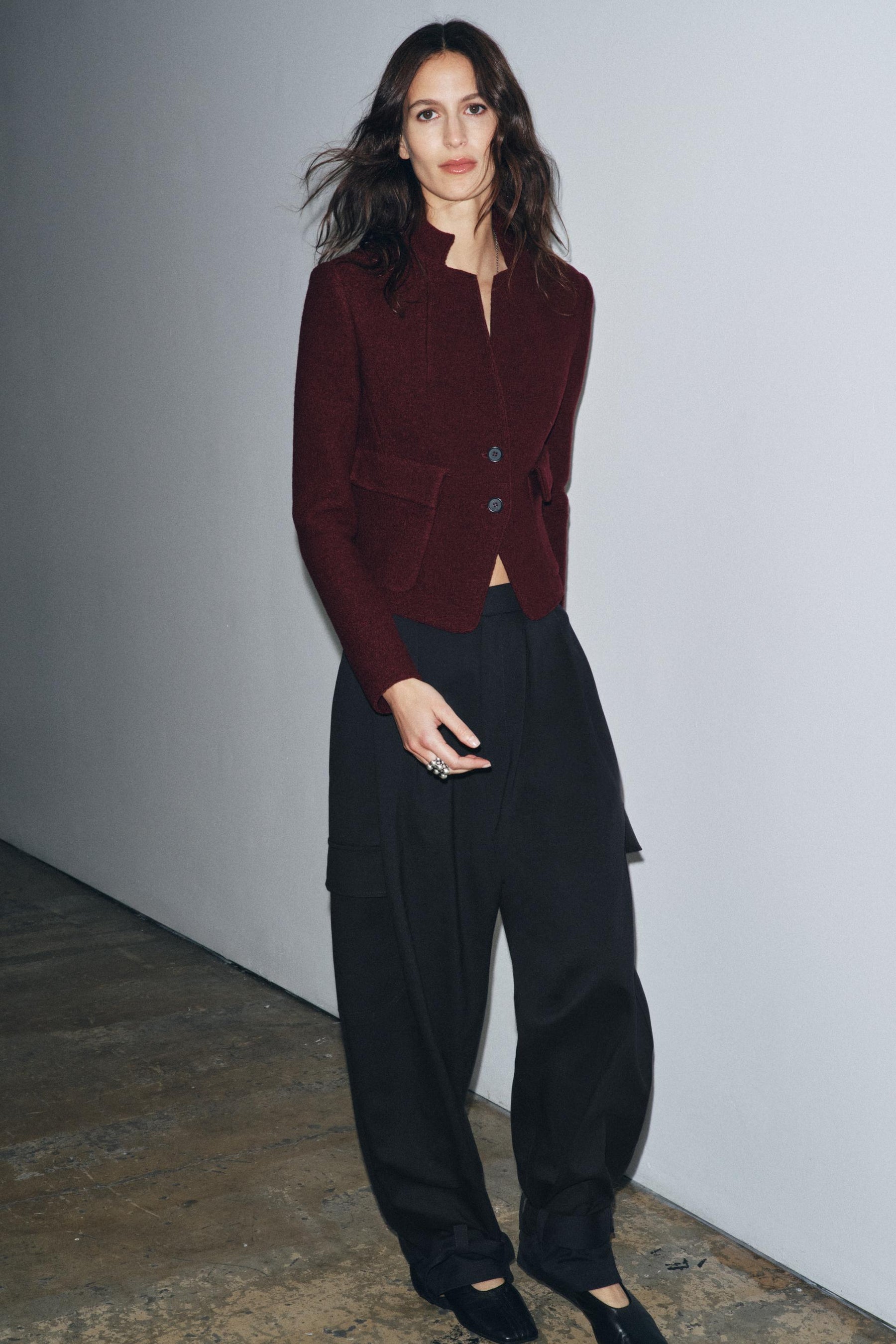 FITTED BOUCLÉ WOOL JACKET ZW COLLECTION - Image 4