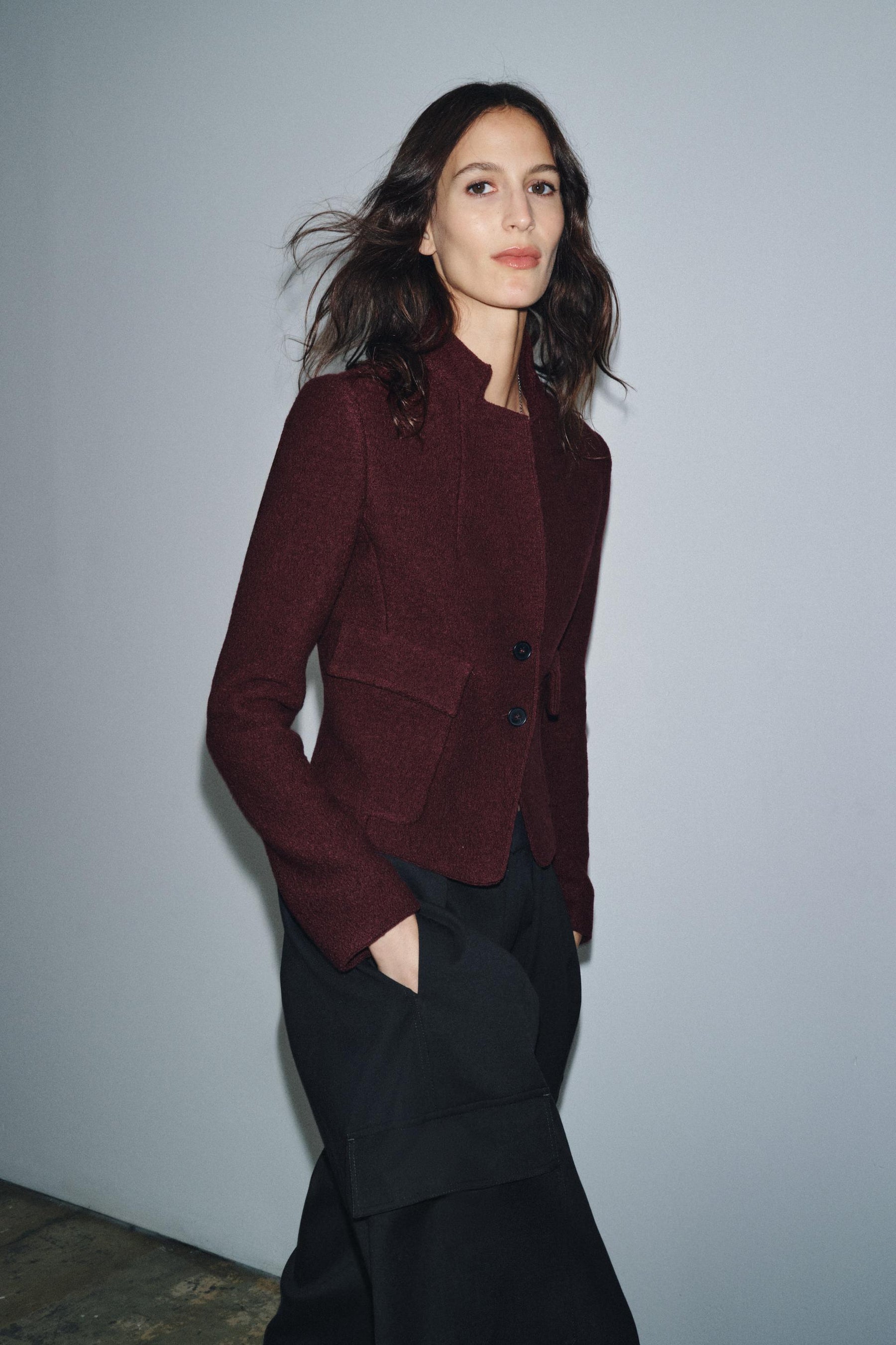 FITTED BOUCLÉ WOOL JACKET ZW COLLECTION - Image 1