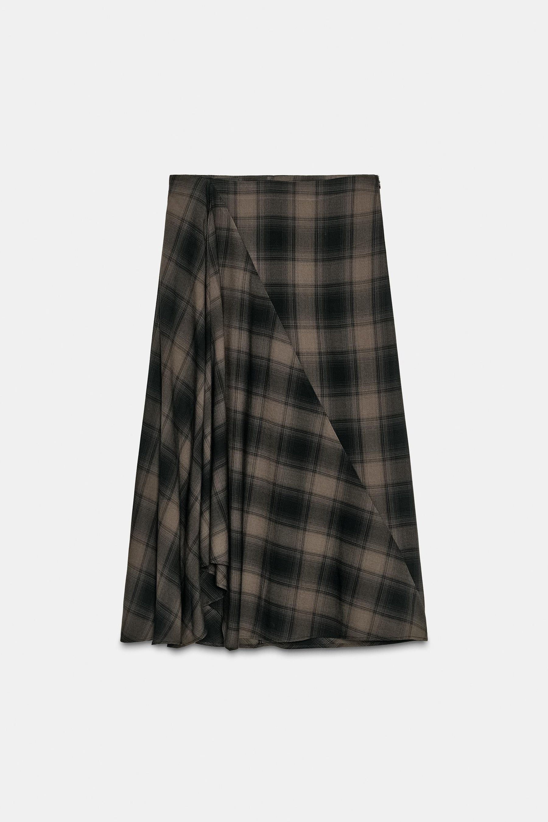 CHECKED MIDI SKIRT
