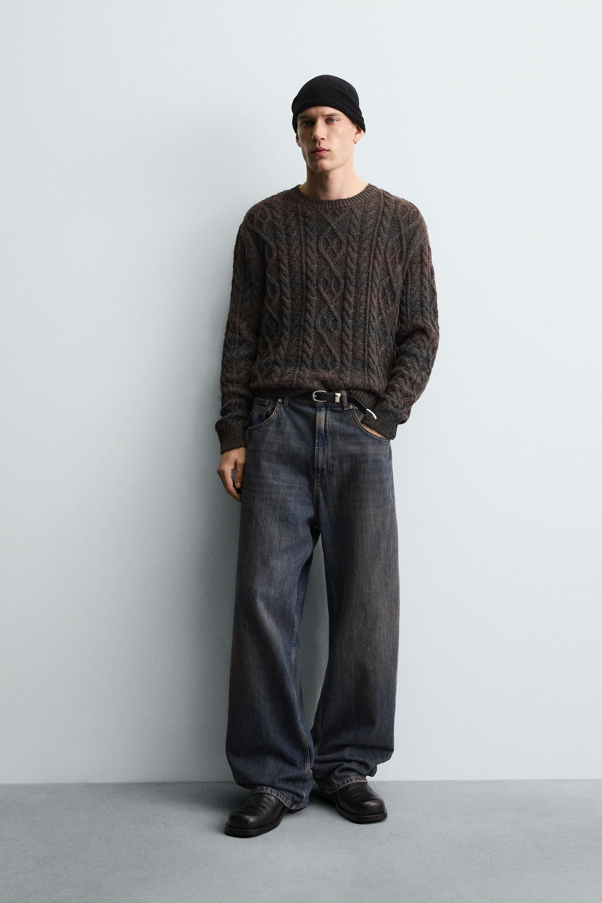 TEXTURED CABLE-KNIT JUMPER - Image 1