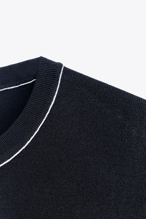 SHORT SLEEVE KNIT TOP WITH PIPING - Image 8