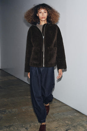ZW COLLECTION FAUX SHEARLING DOUBLE-FACED JACKET - Image 1
