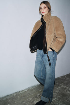 ZW COLLECTION FAUX SHEARLING DOUBLE-FACED JACKET - Image 1