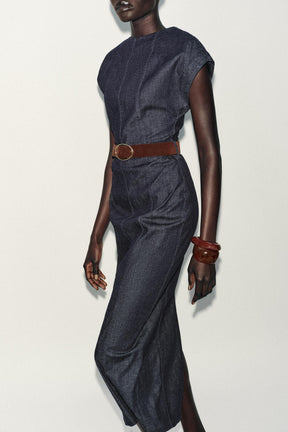 BELTED FITTED MIDI DRESS - Image 2