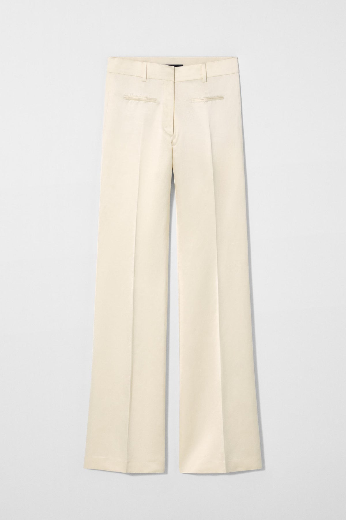 LINEN BLEND FLARED TROUSERS