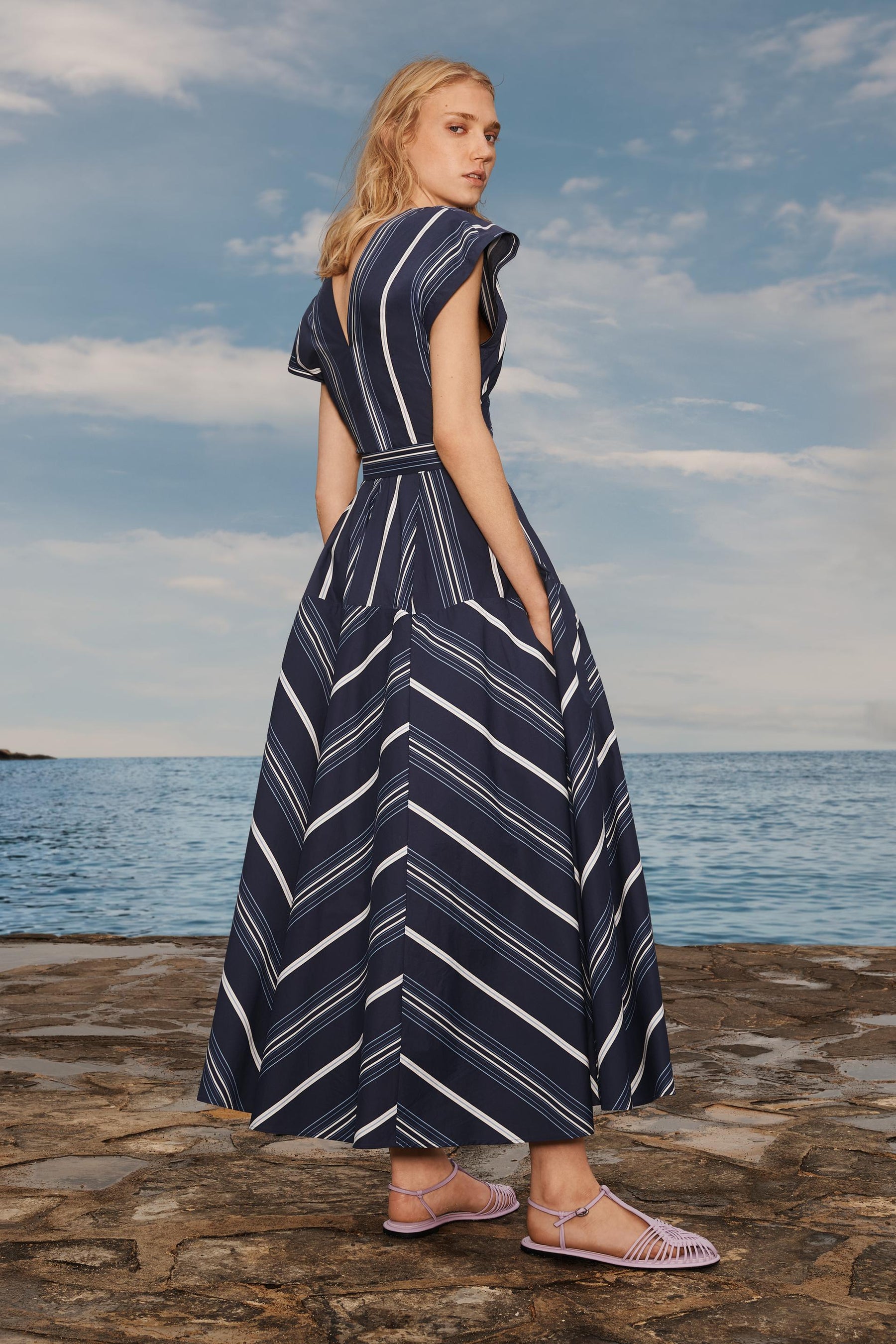 LIMITED EDITION STRIPED GODET DRESS - Image 3