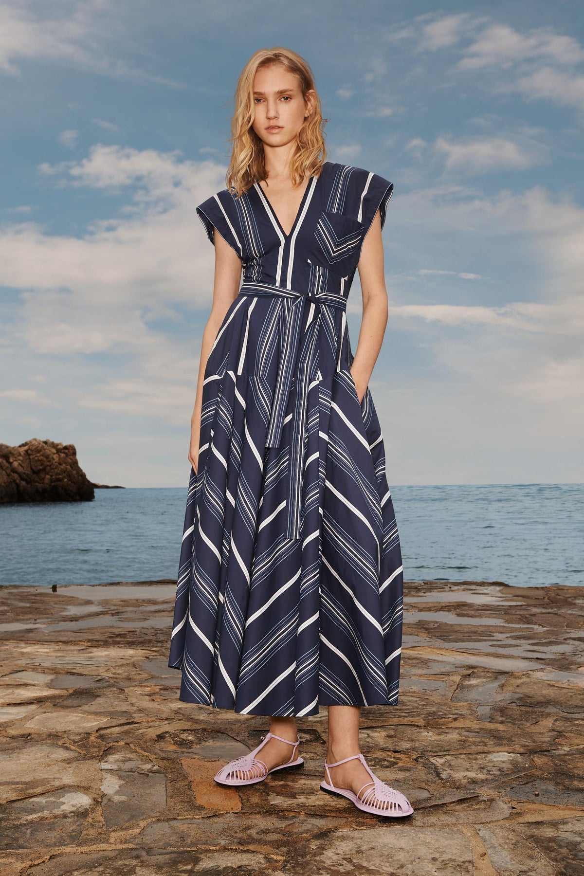 LIMITED EDITION STRIPED GODET DRESS - Image 1