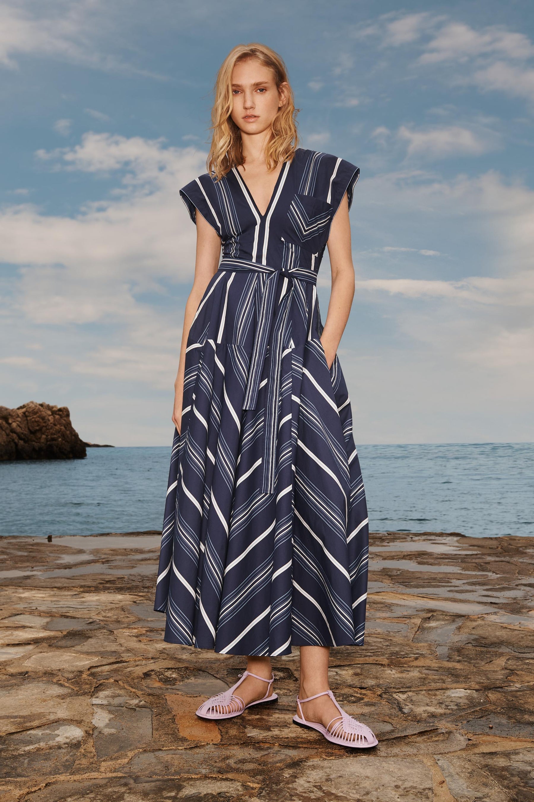 LIMITED EDITION STRIPED GODET DRESS - Image 1