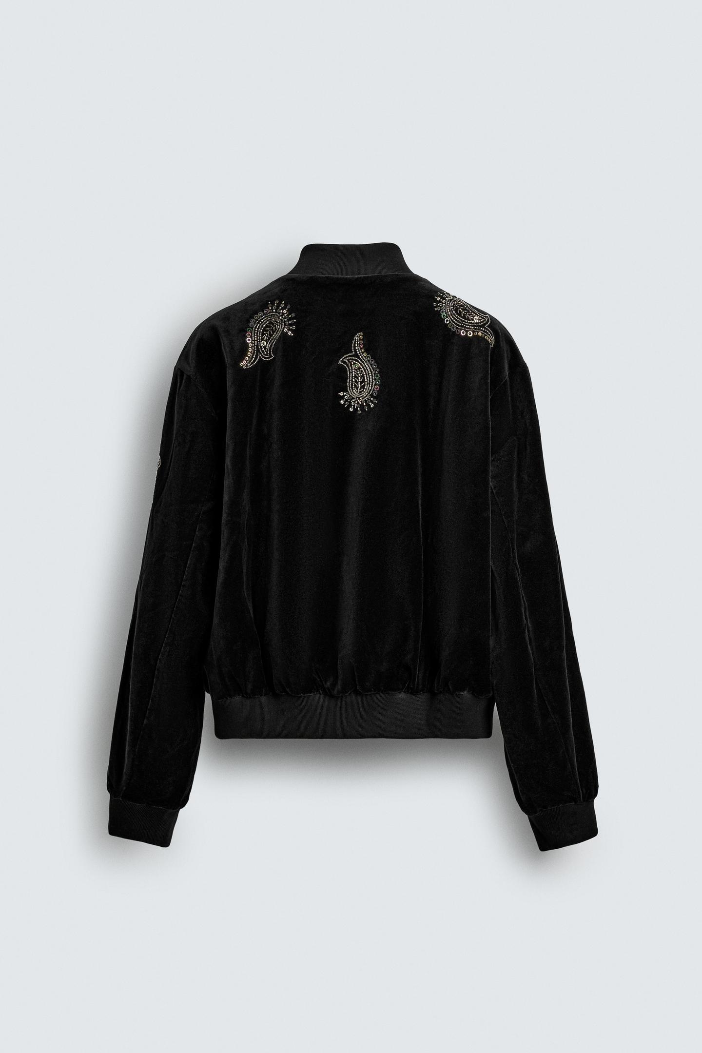Embroidered Velvet Bomber