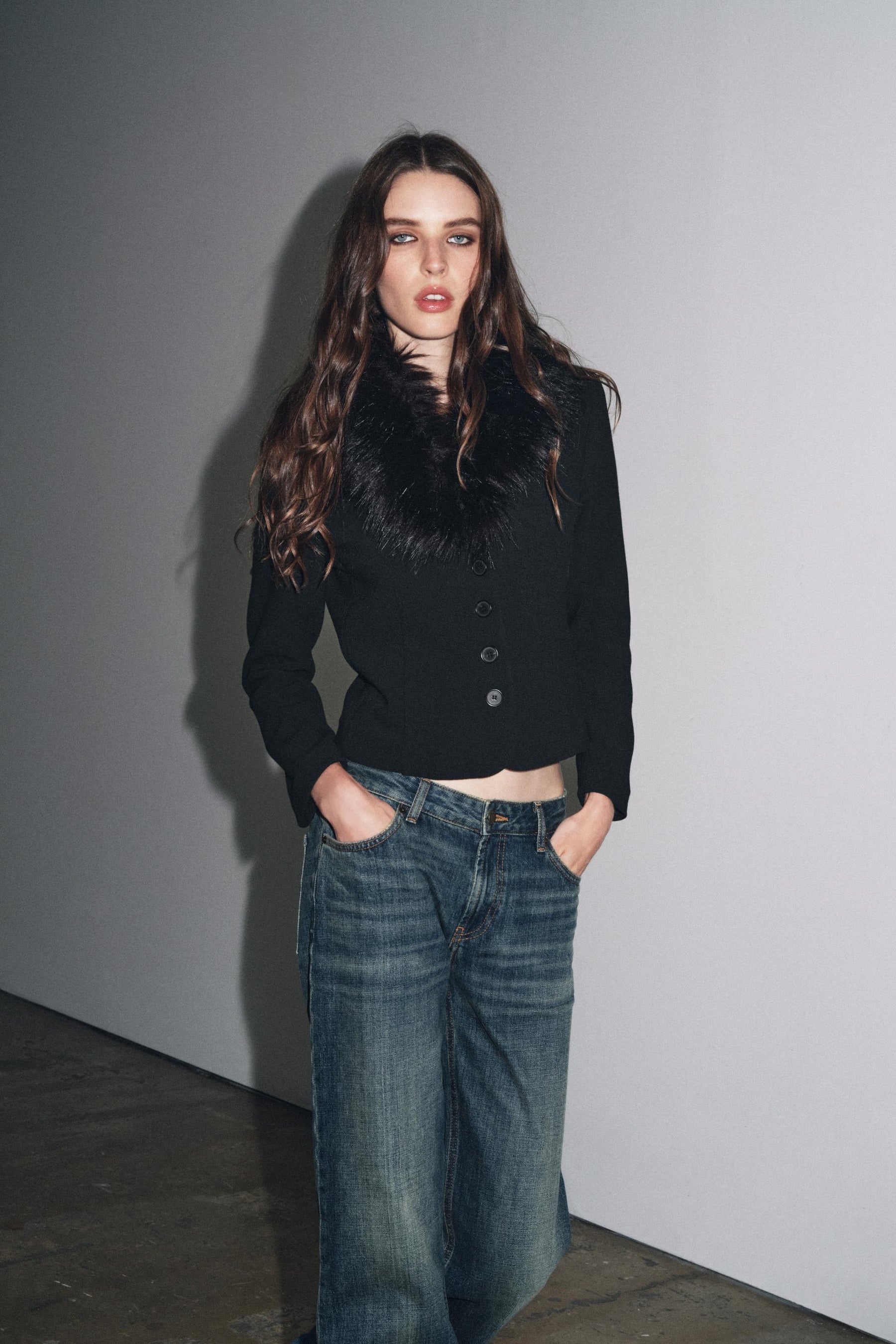 Faux Fur Collar Jacket