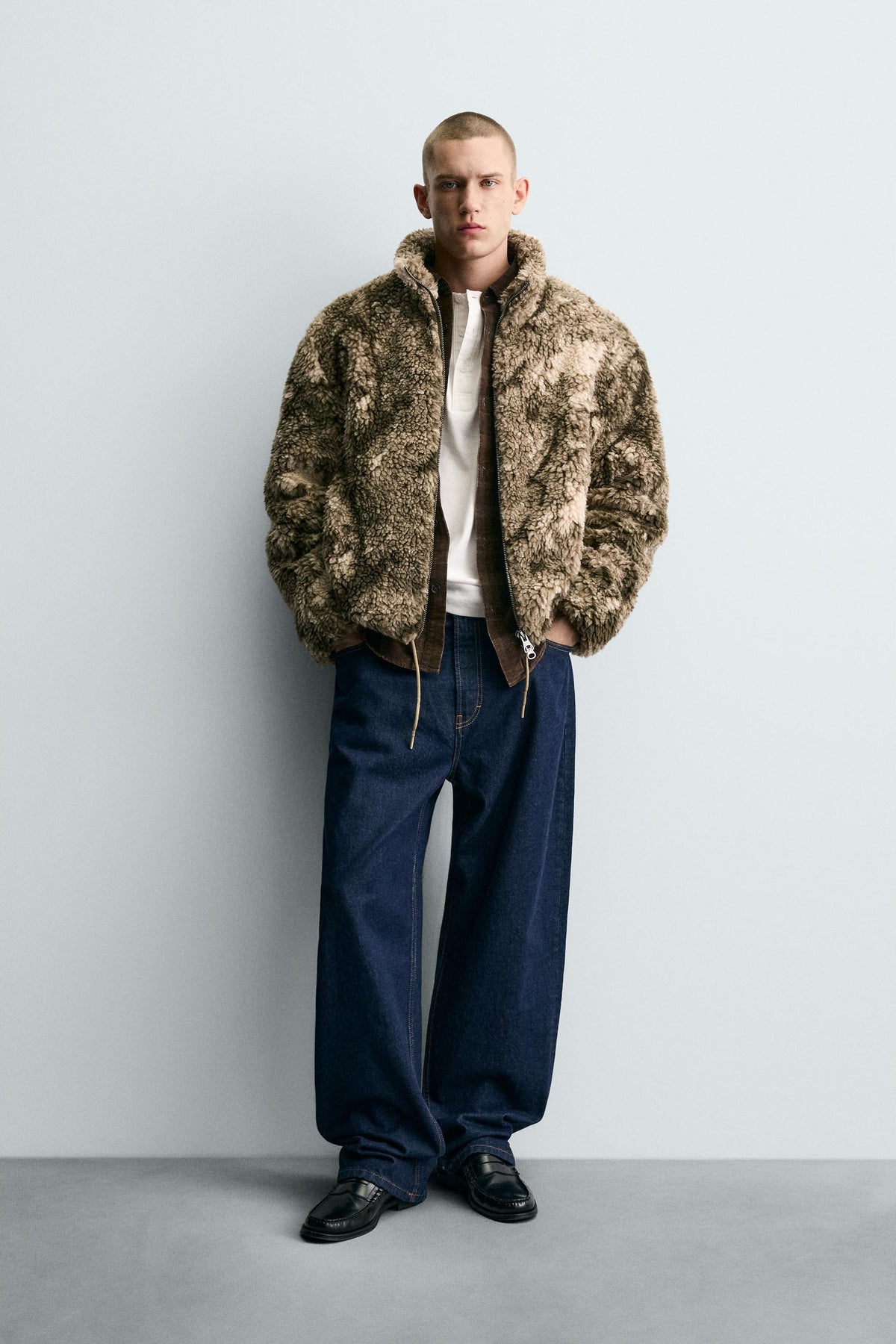 PRINTED FAUX SHEARLING JACKET - Image 1