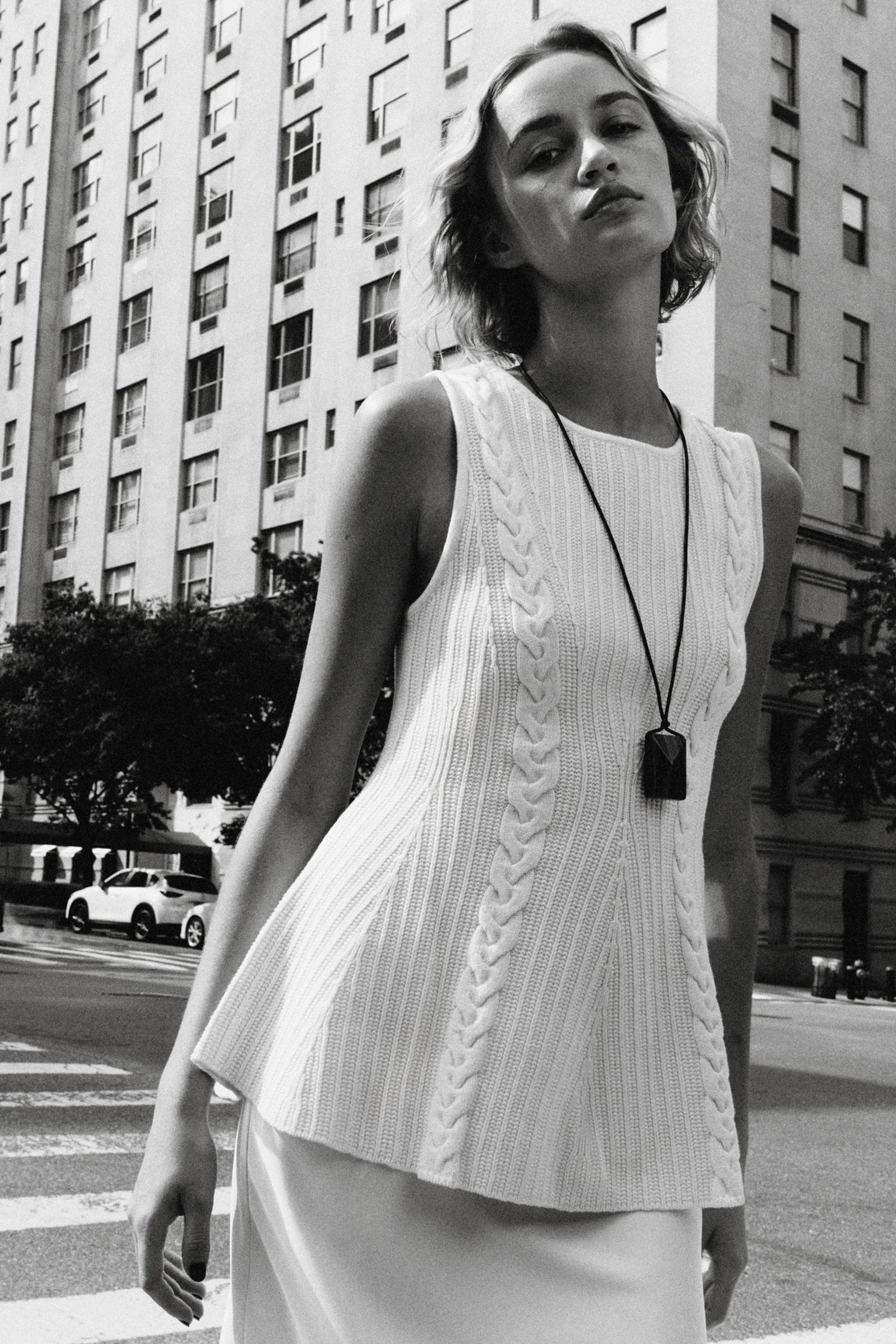 CABLE KNIT PEPLUM TOP - Image 2