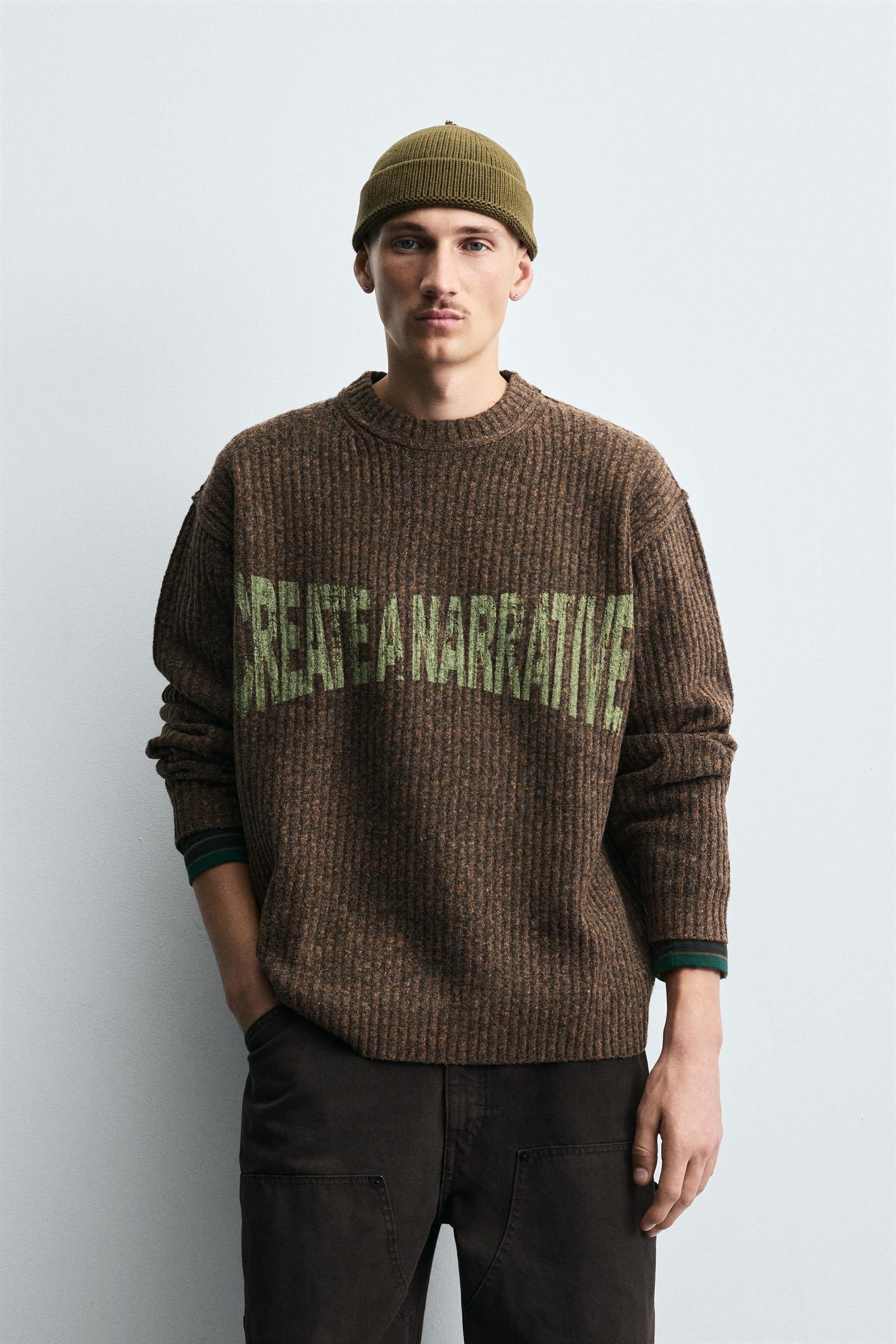 RIBBED SLOGAN SWEATER - Image 2
