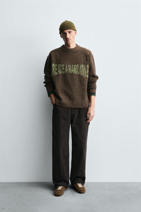 RIBBED SLOGAN SWEATER - Image 1