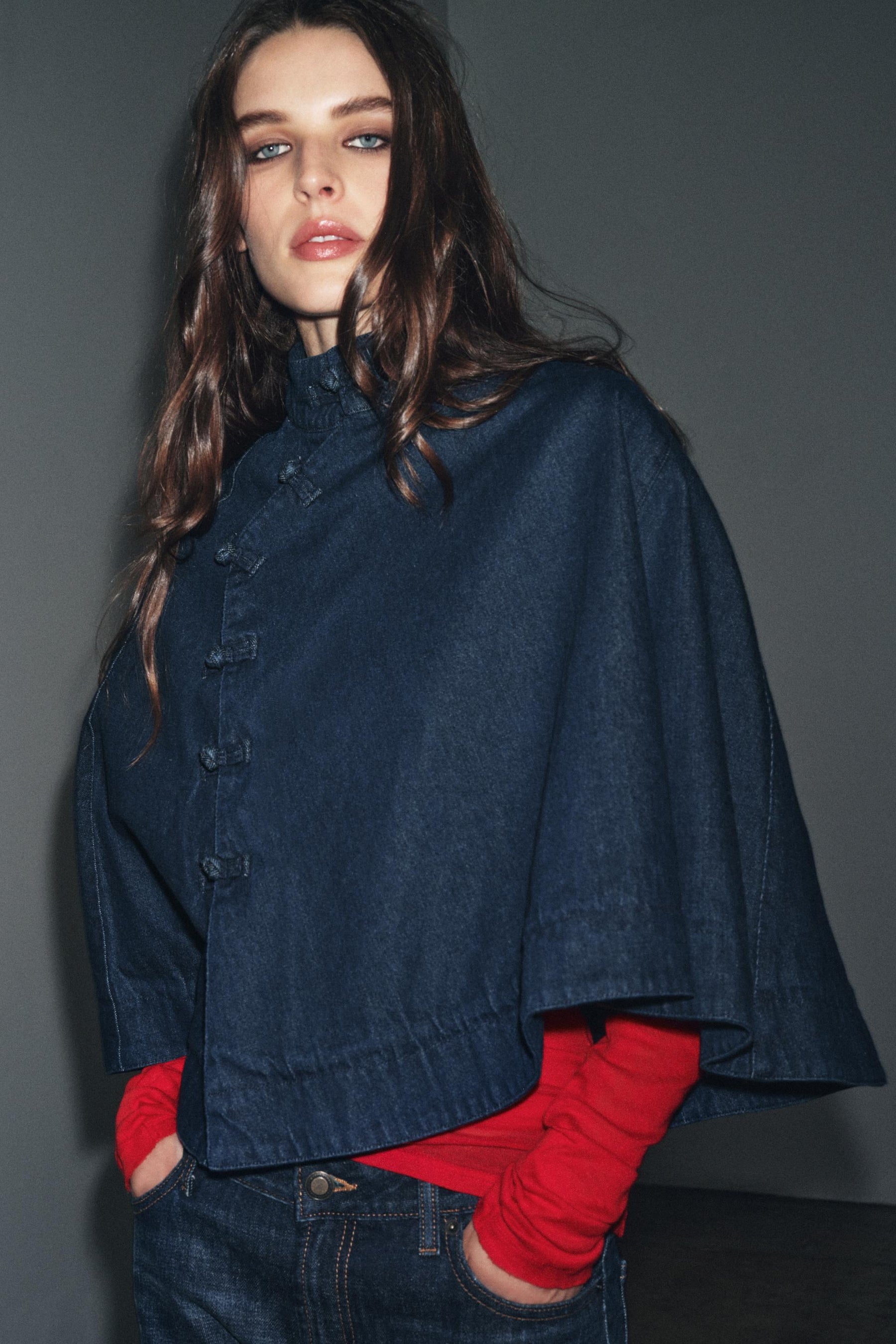 DENIM CAPE WITH TOGGLES - Image 5