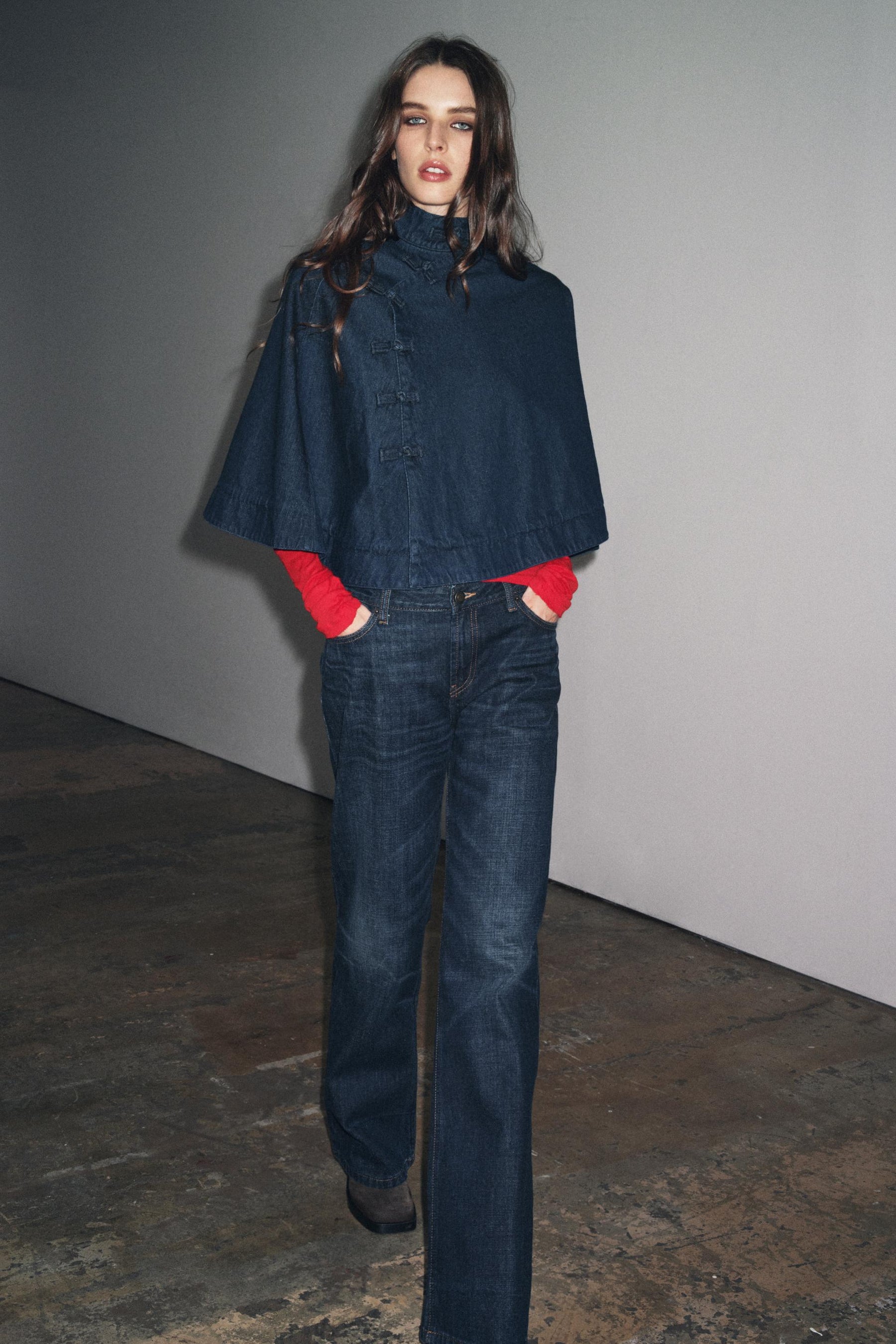 DENIM CAPE WITH TOGGLES - Image 1
