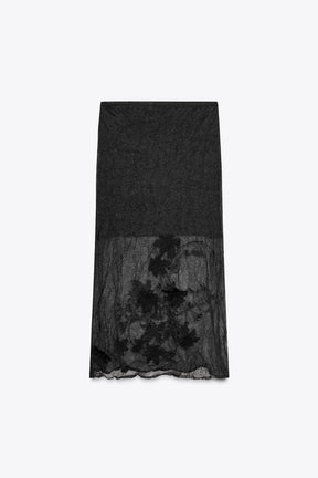 SEMI-SHEER STRUCTURED KNIT SKIRT - Image 6
