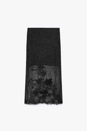 SEMI-SHEER STRUCTURED KNIT SKIRT - Image 7