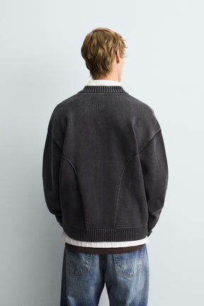 WASHED KNIT BOMBER JACKET - Image 3