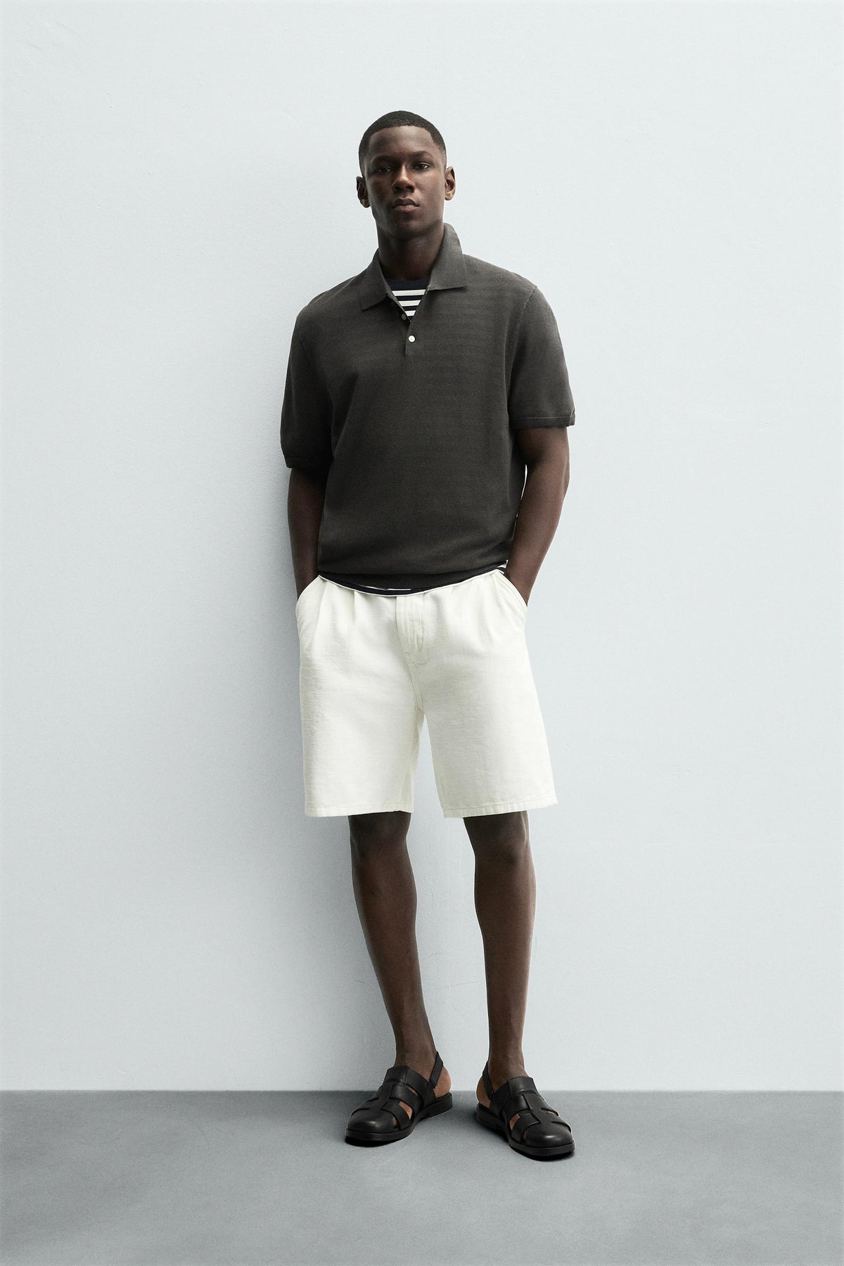 TEXTURED KNIT POLO SHIRT - Image 1