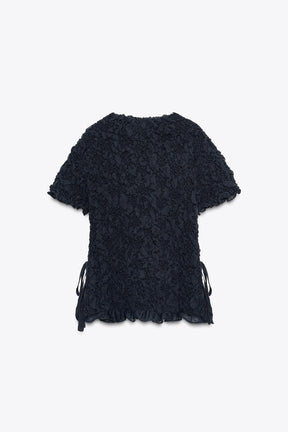 TEXTURED SHORT SLEEVE JUMPER WITH BOWS - Image 4