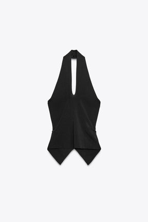 GATHERED KNIT HALTER TOP - Image 8