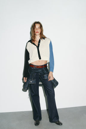 CONTRAST KNIT CARDIGAN - Image 1