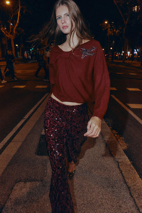 ASYMMETRIC RHINESTONE KNIT JUMPER - Image 2