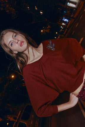 ASYMMETRIC RHINESTONE KNIT JUMPER - Image 5