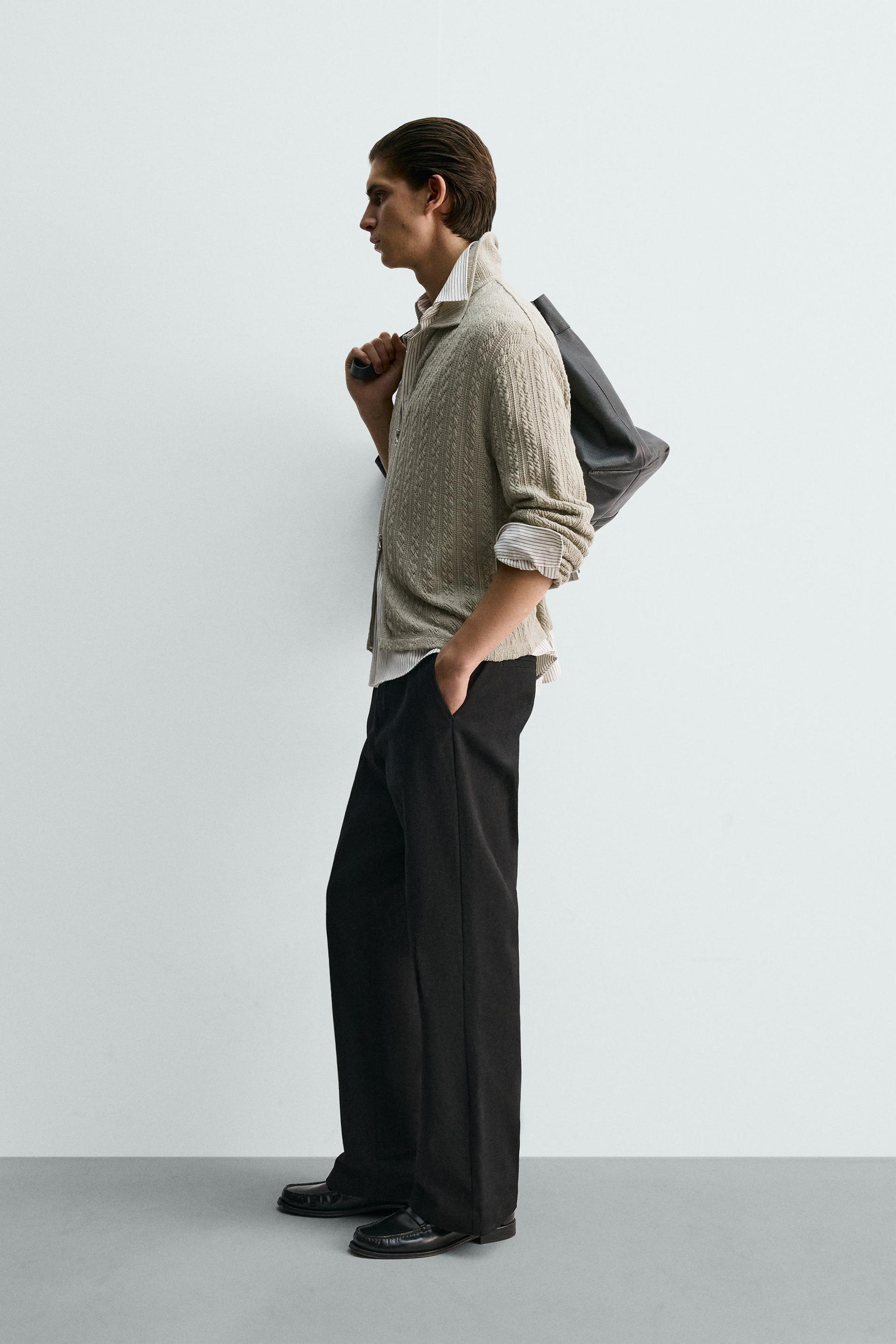 TEXTURED CABLE-KNIT JACKET WITH ZIP - Image 4