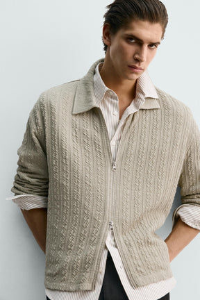 TEXTURED CABLE-KNIT JACKET WITH ZIP - Image 5