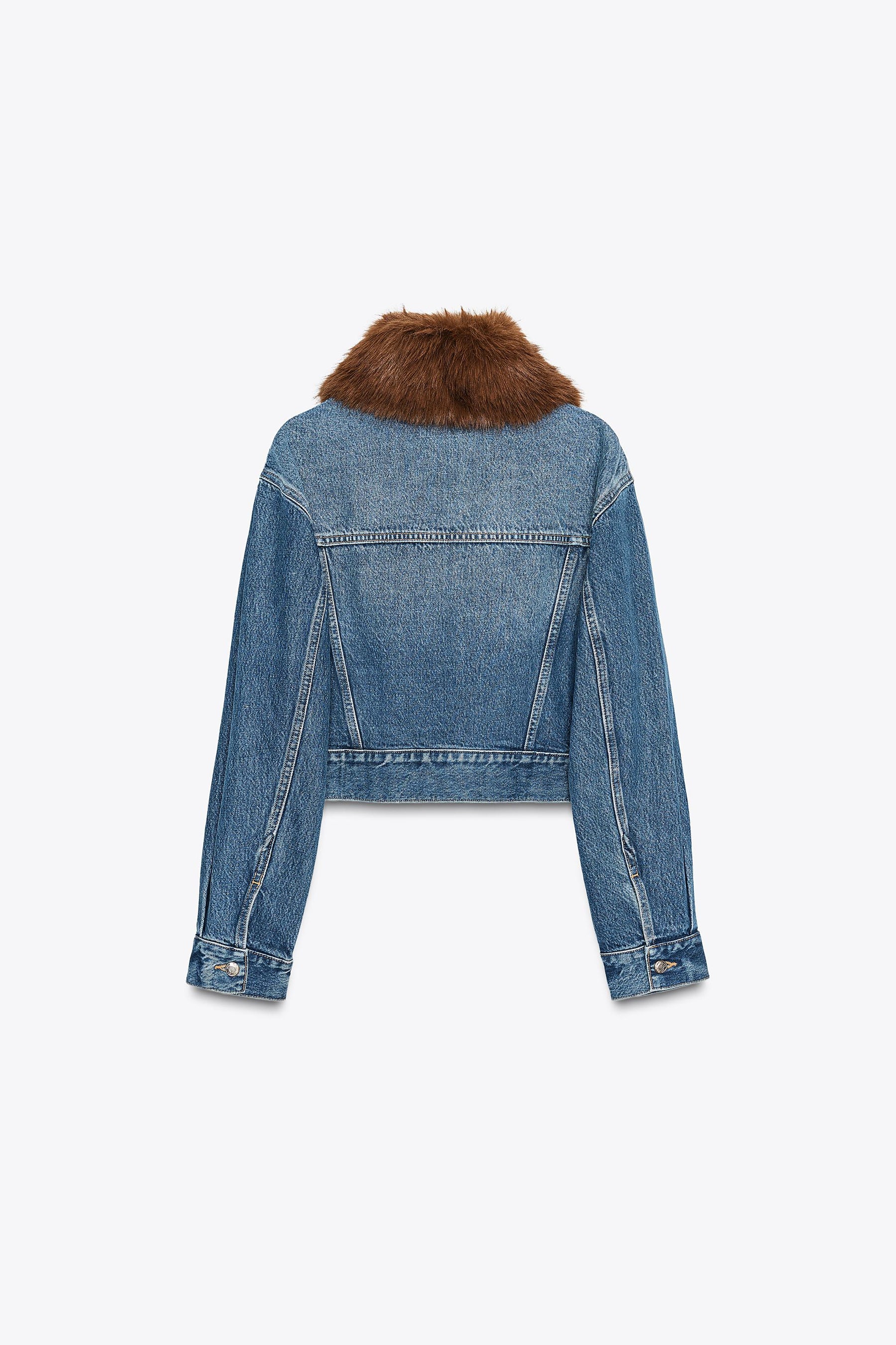 Z1975 FAUX FUR COLLAR SHORT DENIM JACKET - Image 9