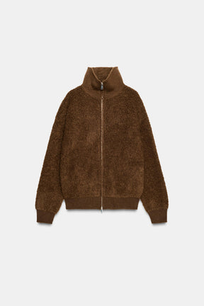 100% BOUCLÉ WOOL BOMBER JACKET - Image 1
