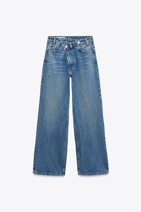 Wide-Leg Crossover Jeans