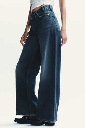 Wide-leg high-waist crossover jeans