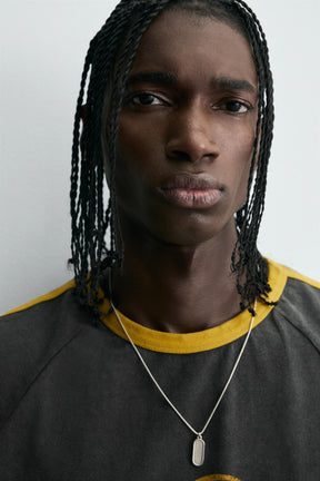 RIB T-SHIRT WITH CONTRAST SLOGAN - Image 5