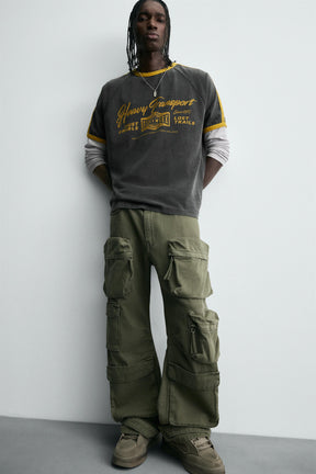 RIB T-SHIRT WITH CONTRAST SLOGAN - Image 6