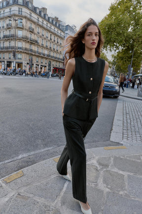 Straight-leg Herringbone Trousers