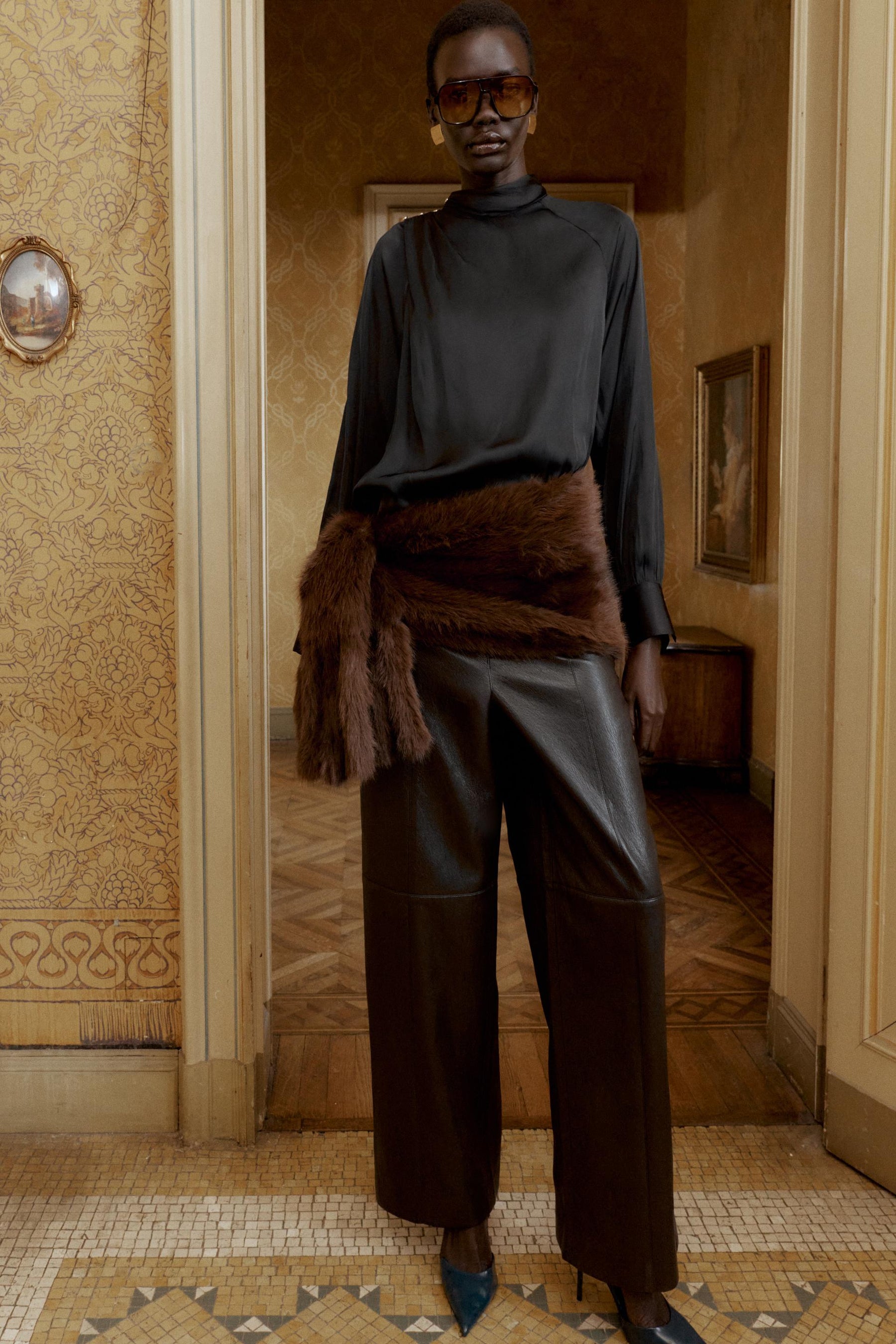 LEATHER STRAIGHT TROUSERS