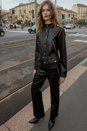 FAUX LEATHER JACKET WITH BELT - Image 1